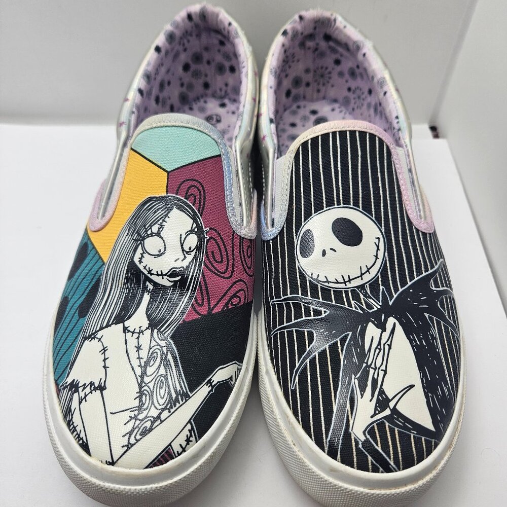 Walt Disney Tim Burton Nightmare Before Christmas Jack & Sally Slip On Sneakers